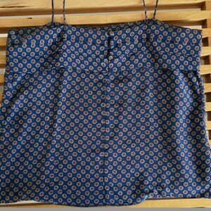 Lyell Blue Silk Printed Spaghetti Strap Camisole Top